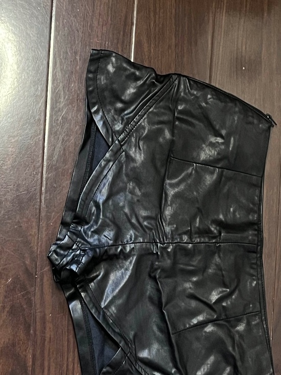Pants - Faux leather mini-shorts